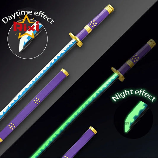 Anime - Katane E Spade In Mattoncini Stile Lego Glow The Dark &