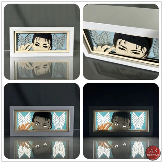 Attack on Titan / Shingeki no Kyojin - Light Box 3D con Luce Led Eren Jeager / 16 Colori con Telecomando Gadget