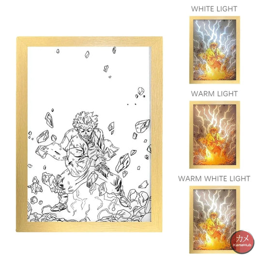 Demon Slakyer / Kimetsu No Yaiba - Agatsuma Zenitsu Quadro Luminoso 3D Con Luce Led Gadget