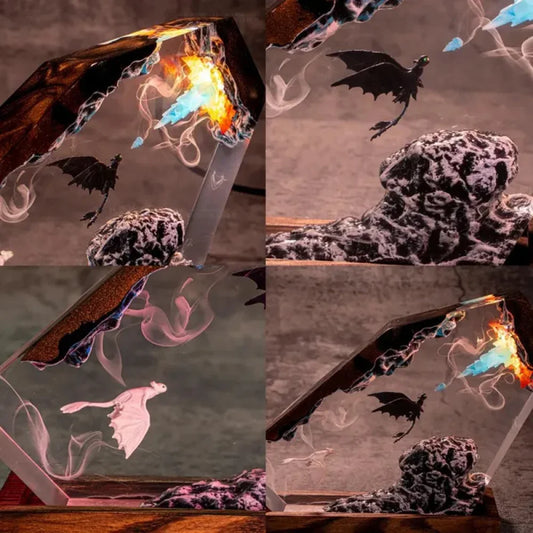 Dragon Trainer - Sdentato e Light Fury Lampada Notturna Artistica con Luce LED - Gadget