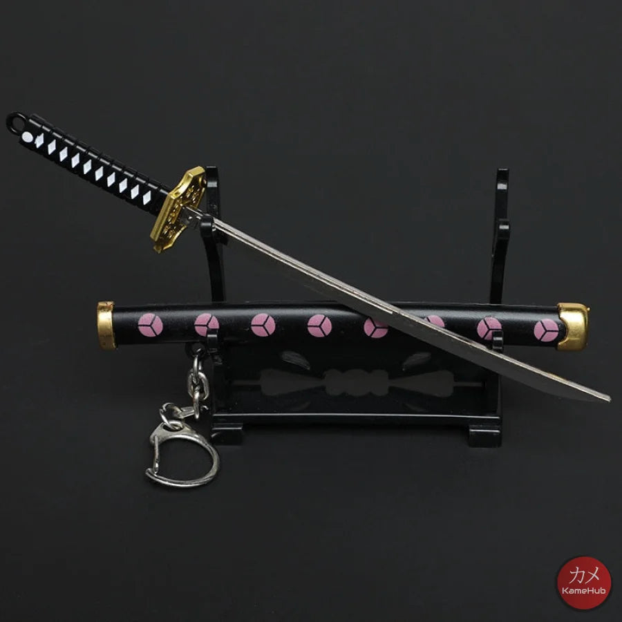 One Piece - Roronoa Zoro Mini Katana Portachiavi / Ornamentale Shusui Con Espositore Accessori