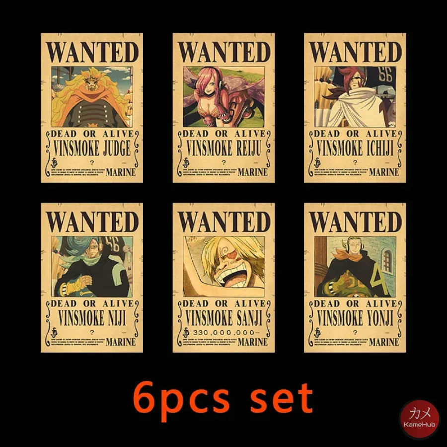 One Piece - WANTED Dead or Alive Set di Poster Vinsmoke Family 6 PCS / 28.5x19 CM Poster