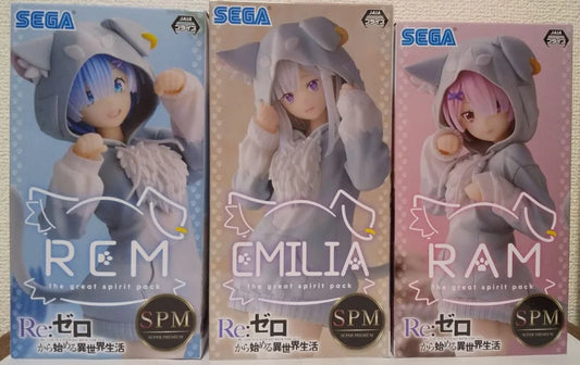 Re:zero Starting Life In Another World - Emilia Ram E Rem Originale Sega Super Premium Action Figure