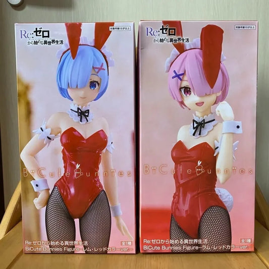 Re:zero Starting Life In Another World - Ram E Rem Bunny Girl Red Originale Furyu Action Figure