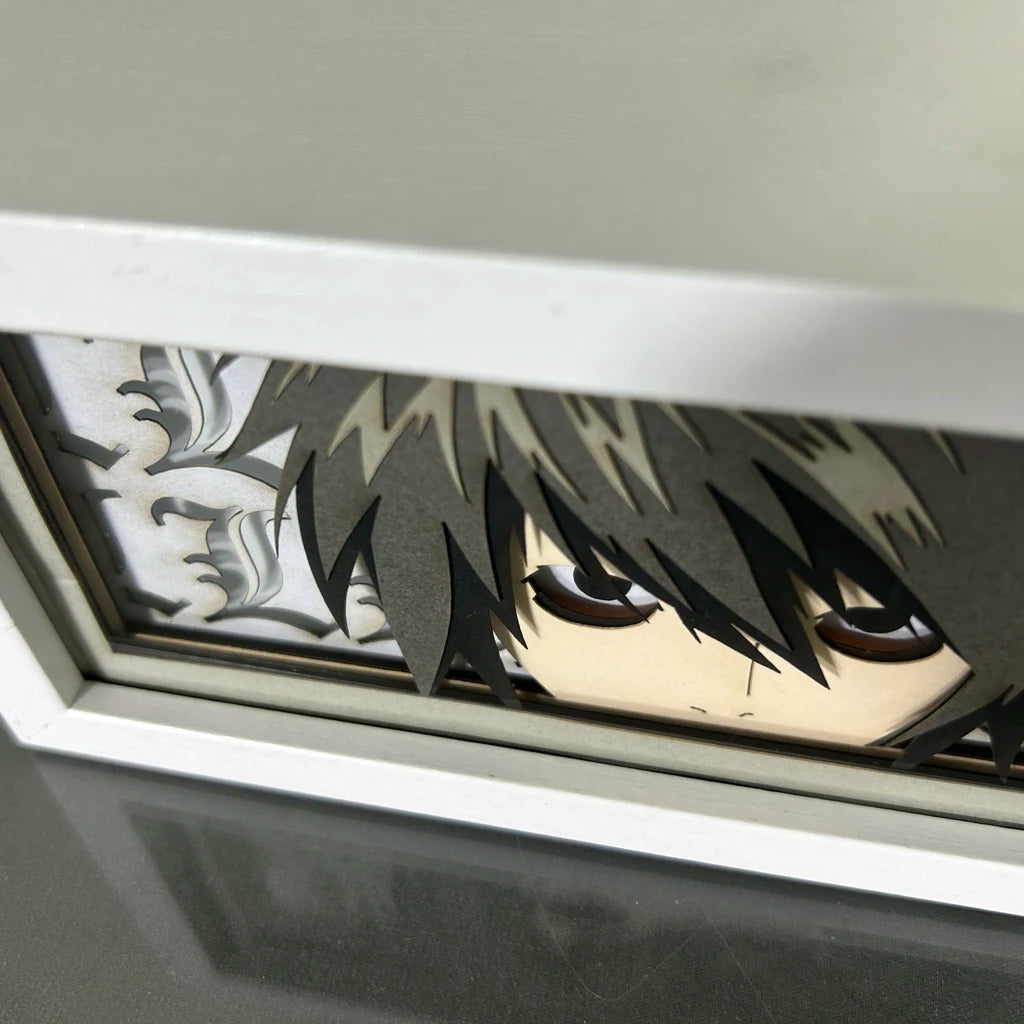 Death Note - Light Yagami e L Lawliet Light Box 3D con Luce Led