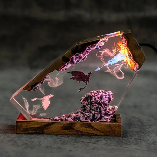 Dragon Trainer - Sdentato e Light Fury Lampada Notturna Artistica con Luce LED