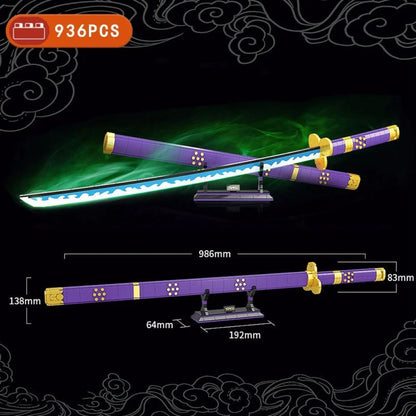 Anime - Katane E Spade In Mattoncini Stile Lego Glow The Dark &