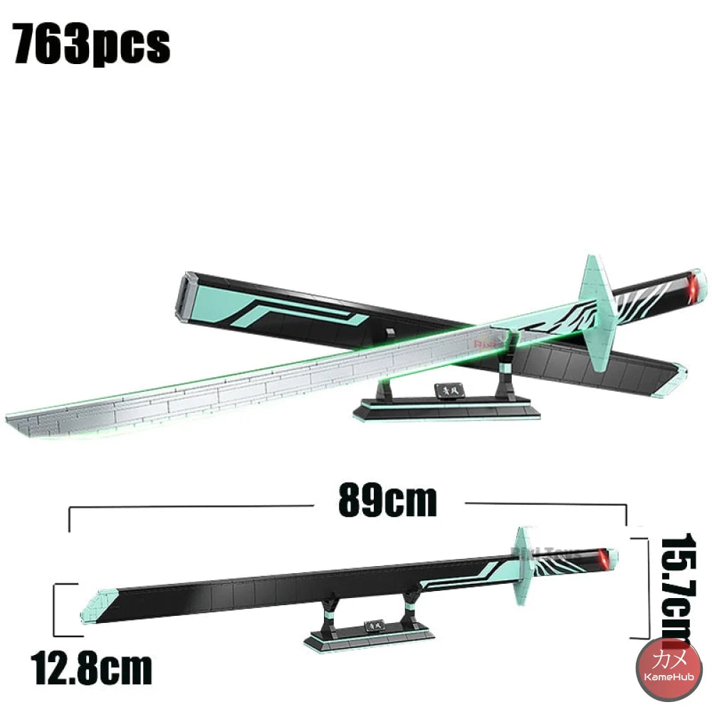 Anime - Katane E Spade In Mattoncini Stile Lego Glow The Dark Kirito Non Luminosa &