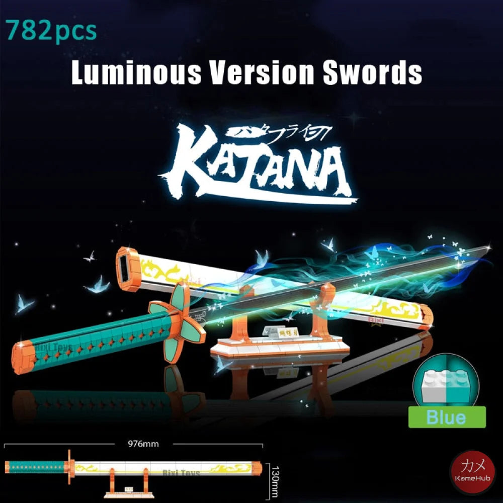 Anime - Katane E Spade In Mattoncini Stile Lego Glow The Dark Kochou Shinobu Luminosa Turchese &