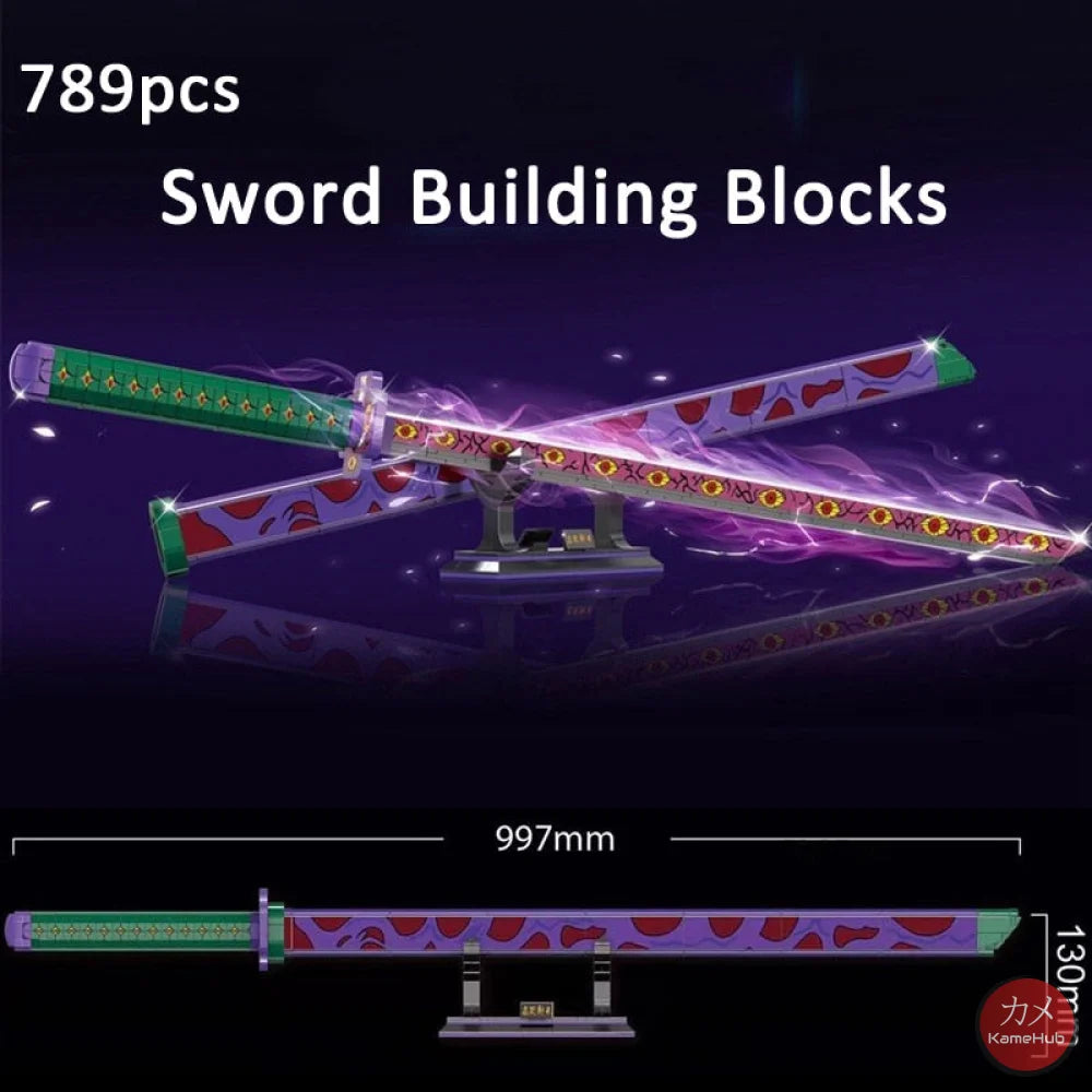 Anime - Katane E Spade In Mattoncini Stile Lego Glow The Dark Kokushibo Non Luminosa &