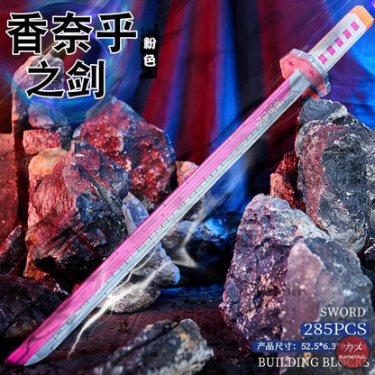 Anime - Katane E Spade In Mattoncini Stile Lego Glow The Dark Mitsuri Kanroji Base &