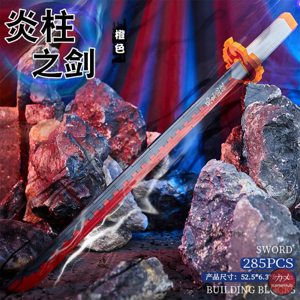 Anime - Katane E Spade In Mattoncini Stile Lego Glow The Dark Rengoku Kyojurou Base &