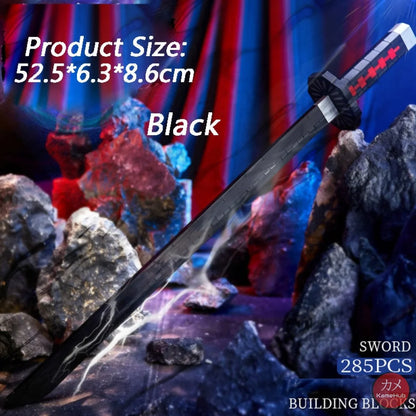 Anime - Katane E Spade In Mattoncini Stile Lego Glow The Dark Tanjirou Kamado Base &