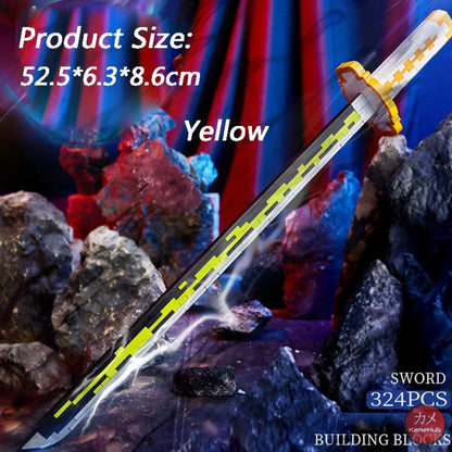 Anime - Katane E Spade In Mattoncini Stile Lego Glow The Dark Zenitsu Agatsuma Base &