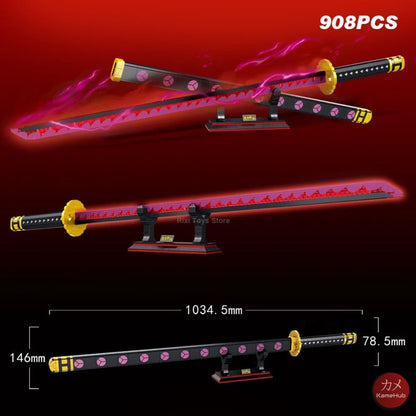 Anime - Katane E Spade In Mattoncini Stile Lego Glow The Dark Zoro 4 Luminosa Fucsia &