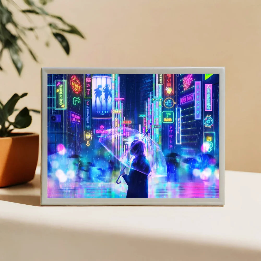 Anime - Quadro Luminoso 3D Shibuya Neon City Con Luce Led Gadget