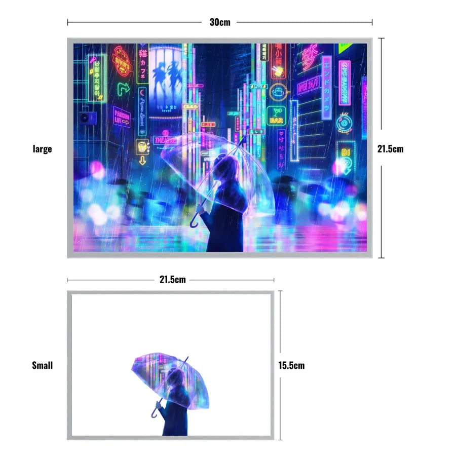 Anime - Quadro Luminoso 3D Shibuya Neon City Con Luce Led Gadget