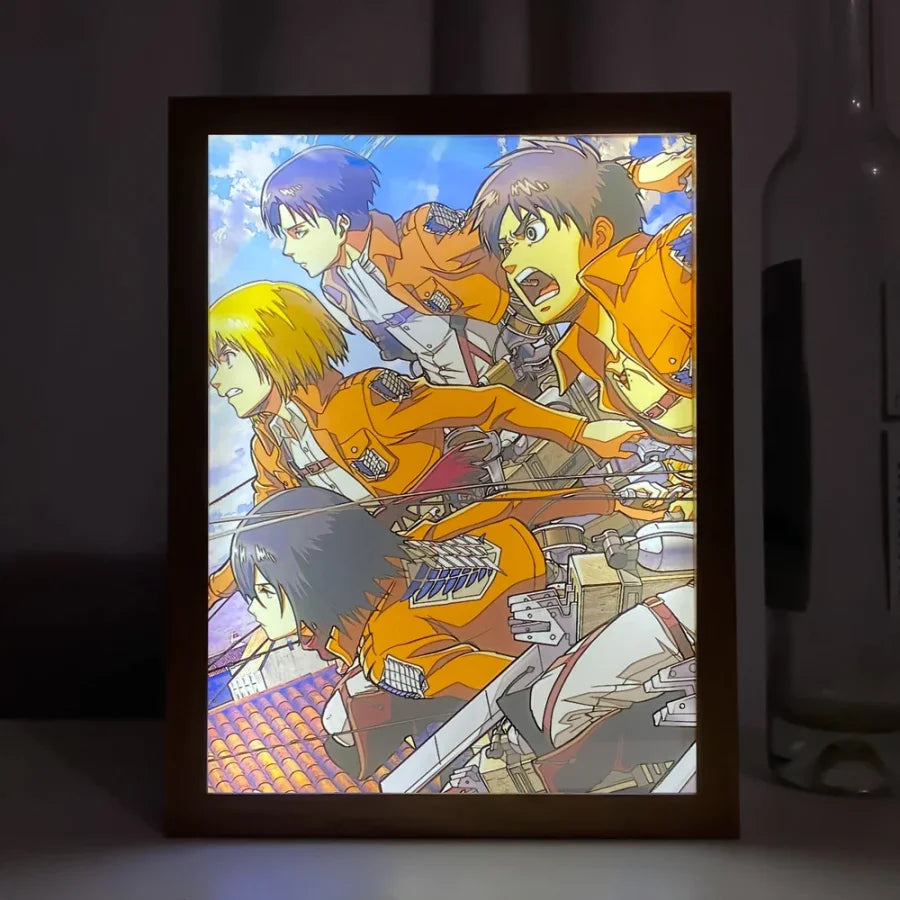 Attack On Titan / Shingeki No Kyojin - Quadro Luminoso 3D Con Luce Led Gadget