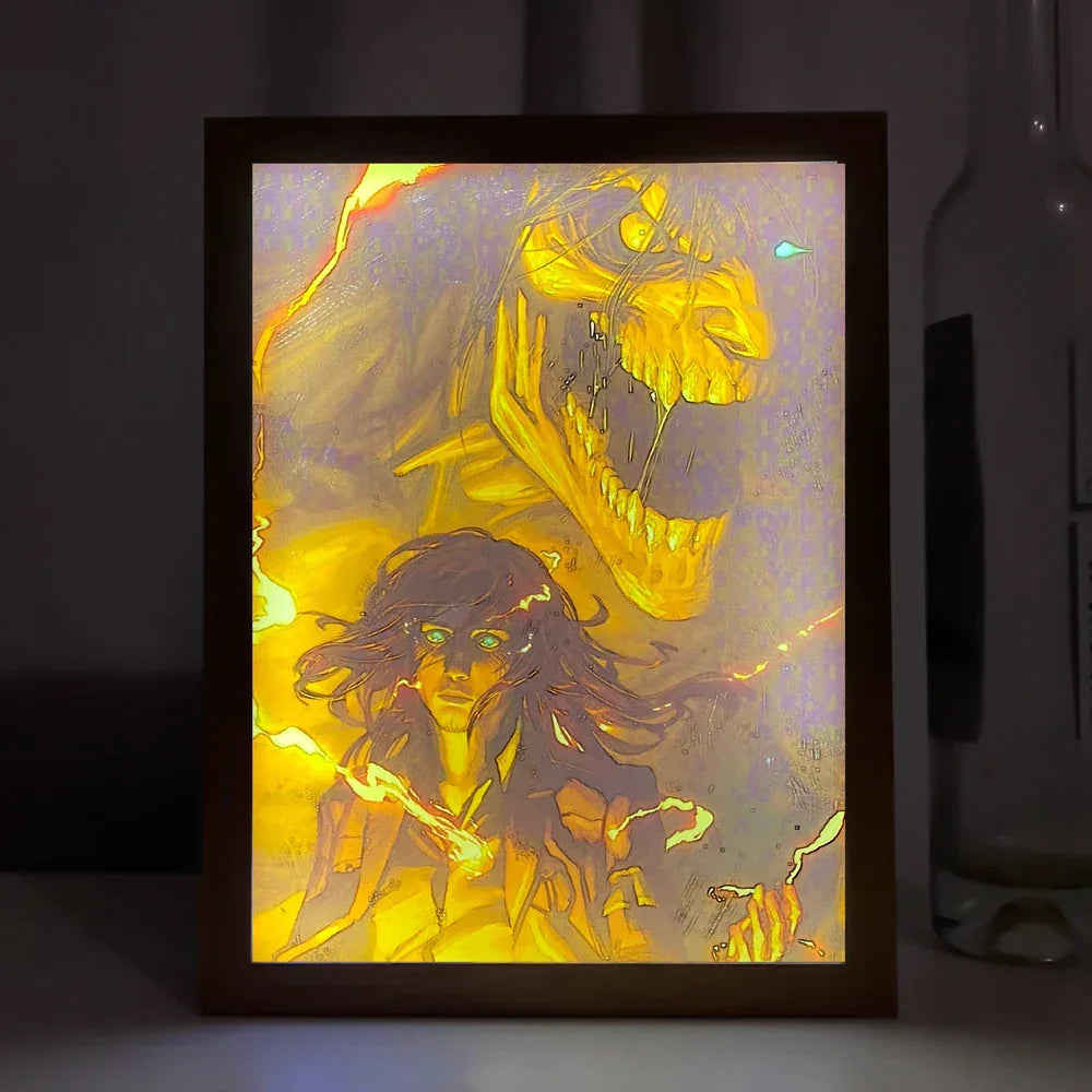 Attack On Titan / Shingeki No Kyojin - Quadro Luminoso 3D Con Luce Led Gadget