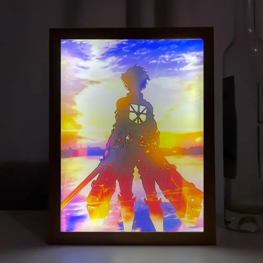 Attack On Titan / Shingeki No Kyojin - Quadro Luminoso 3D Con Luce Led Gadget