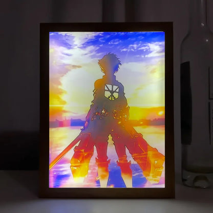 Attack On Titan / Shingeki No Kyojin - Quadro Luminoso 3D Con Luce Led Gadget