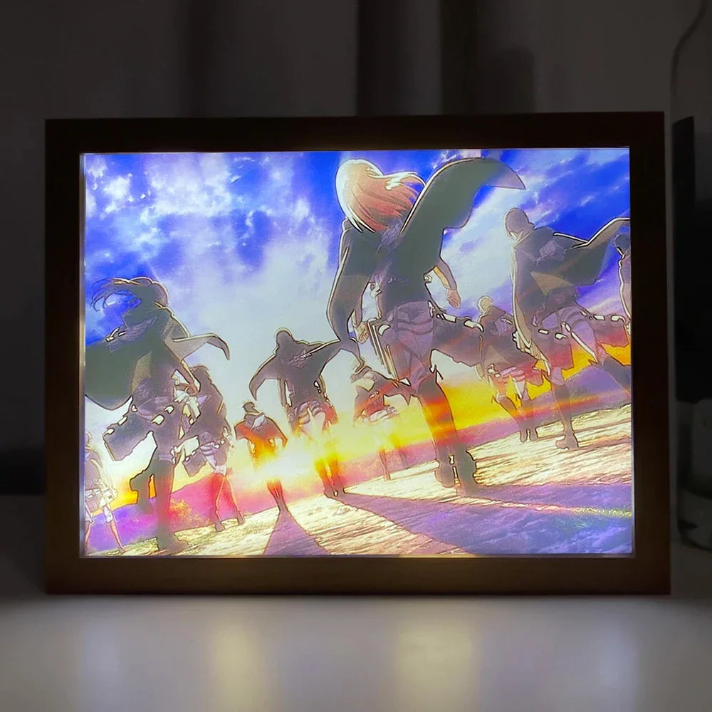 Attack On Titan / Shingeki No Kyojin - Quadro Luminoso 3D Con Luce Led Gadget