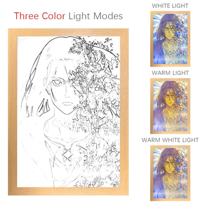 Attack On Titan / Shingeki No Kyojin - Quadro Luminoso 3D Con Luce Led Gadget