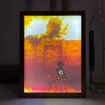 Attack On Titan / Shingeki No Kyojin - Quadro Luminoso 3D Con Luce Led Gadget