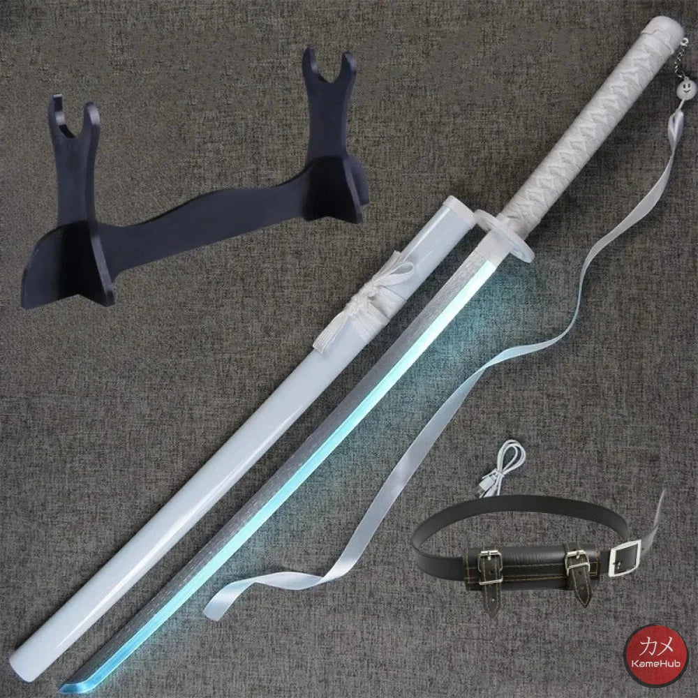 Bleach TYBW - Katana Zanpakuto con Luce LED - Rukia - Sode no Shirayuki Led Azzurro / 104cm-40inch - Katane & Spade