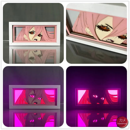 Chainsaw Man - Denji e Power Light Box 3D con Luce Led Power / 16 Colori con Telecomando Gadget