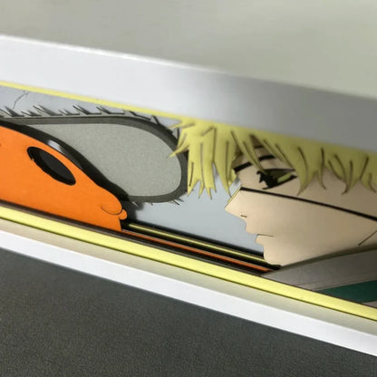 Chainsaw Man - Denji e Power Light Box 3D con Luce Led Gadget