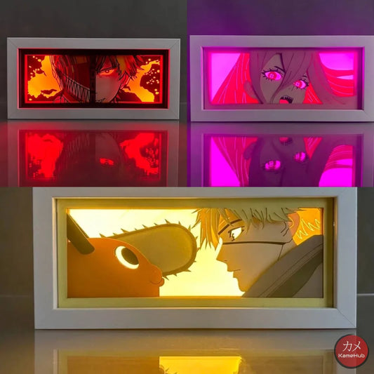 Chainsaw Man - Denji e Power Light Box 3D con Luce Led Gadget