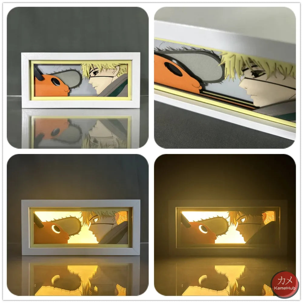 Chainsaw Man - Denji e Power Light Box 3D con Luce Led Denji x Pochita / 16 Colori con Telecomando Gadget