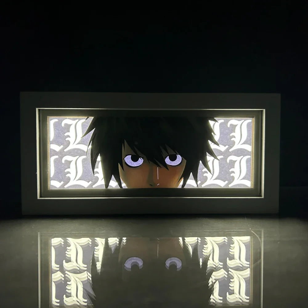 Death Note - Light Yagami e L Lawliet Light Box 3D con Luce Led Gadget