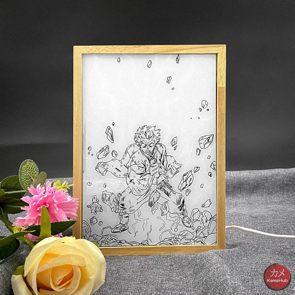 Demon Slakyer / Kimetsu No Yaiba - Agatsuma Zenitsu Quadro Luminoso 3D Con Luce Led Gadget