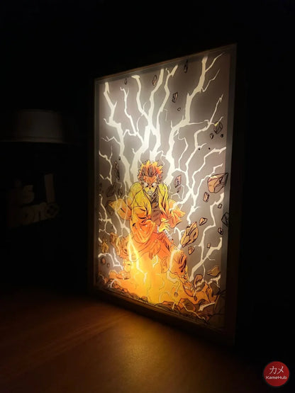 Demon Slakyer / Kimetsu No Yaiba - Agatsuma Zenitsu Quadro Luminoso 3D Con Luce Led Gadget