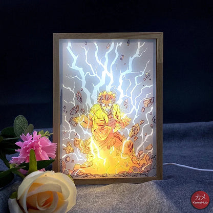Demon Slakyer / Kimetsu No Yaiba - Agatsuma Zenitsu Quadro Luminoso 3D Con Luce Led Gadget
