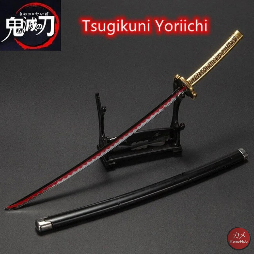 Demon Slayer / Kimetsu No Yaiba - Katana 25Cm In Metallo Ornamentale Yoriichi Tsugikuni Katane &