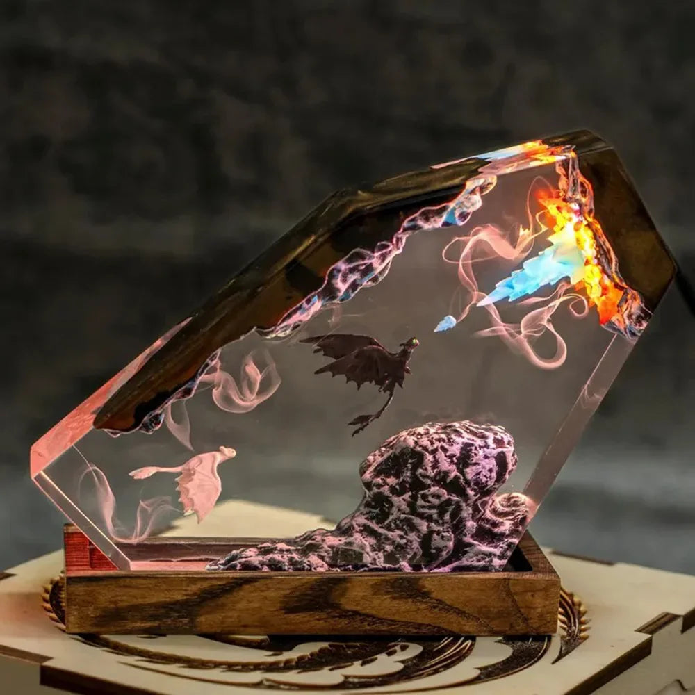 Dragon Trainer - Sdentato e Light Fury Lampada Notturna Artistica con Luce LED - Gadget