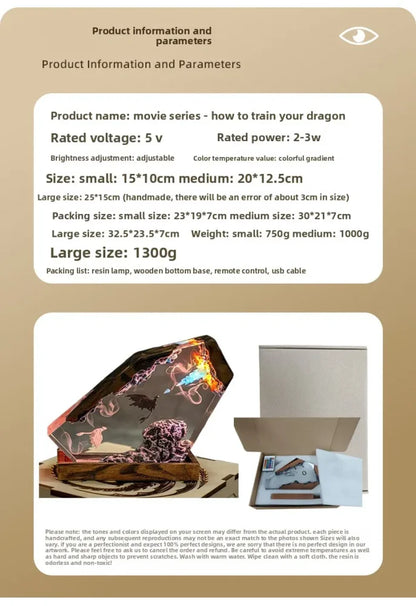 Dragon Trainer - Sdentato e Light Fury Lampada Notturna Artistica con Luce LED - Gadget