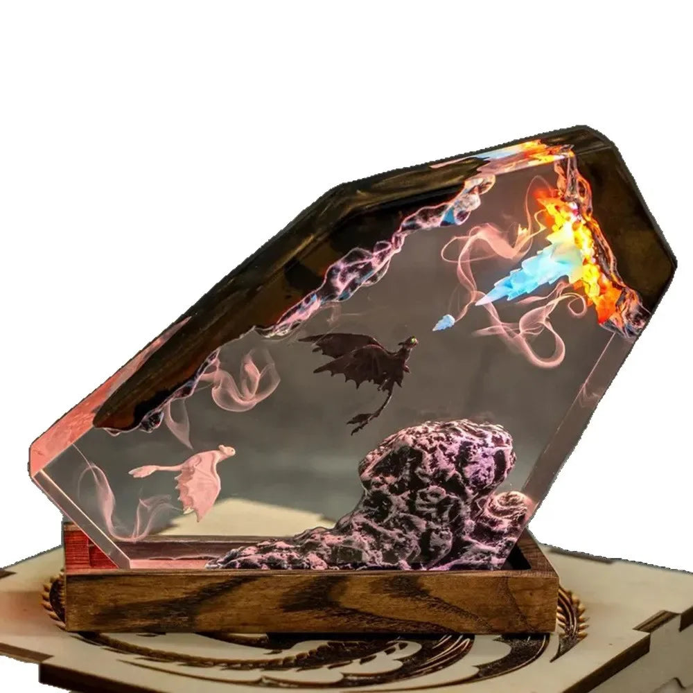 Dragon Trainer - Sdentato e Light Fury Lampada Notturna Artistica con Luce LED - Gadget