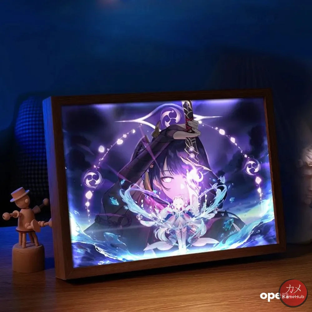 Genshin Impact Videogame - Quadro Luminoso 3D Con Luce Led Gadget