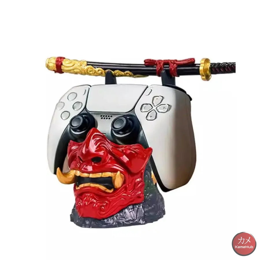 Ghost Of Tsushima - Maschera Samurai Oni Stand Porta Controller E Cuffie Accessori