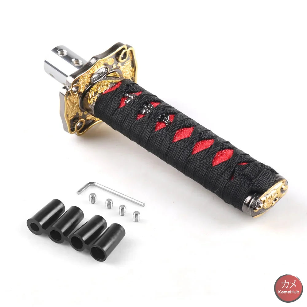 JDM - Pomello del Cambio Katana per Auto Universale - Nero e Rosso Kumamoto 15cm - Katane & Spade
