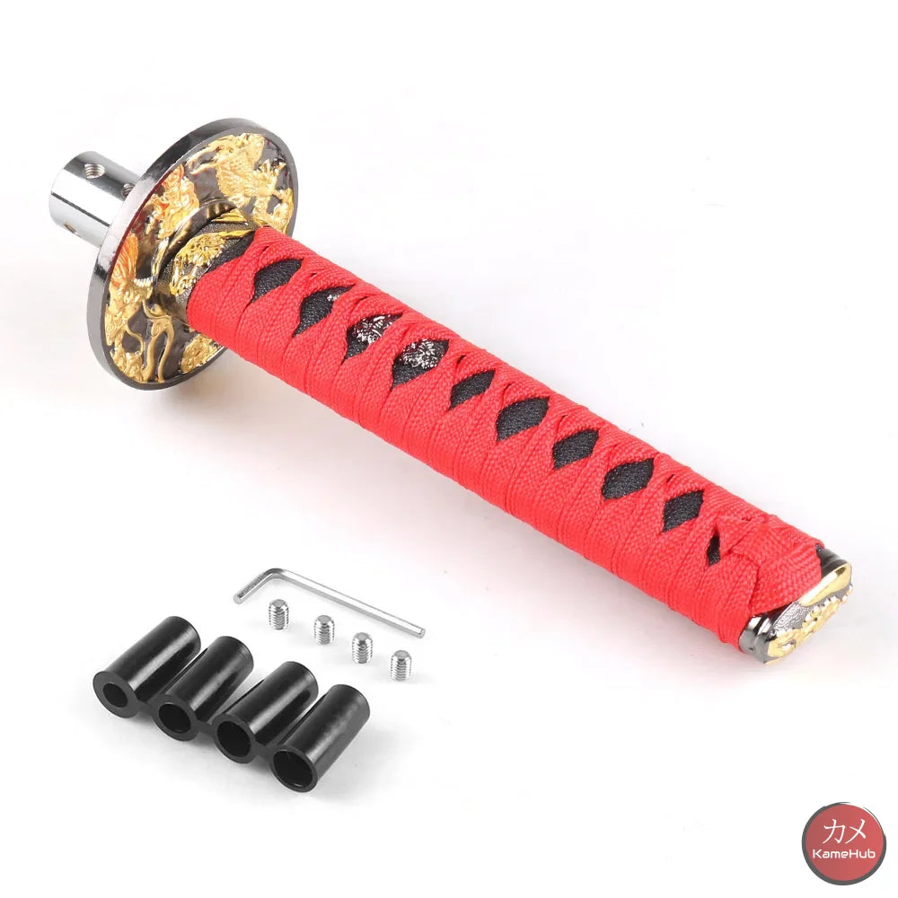 JDM - Pomello del Cambio Katana per Auto Universale - Rosso e Nero Kyoto 20cm - Katane & Spade