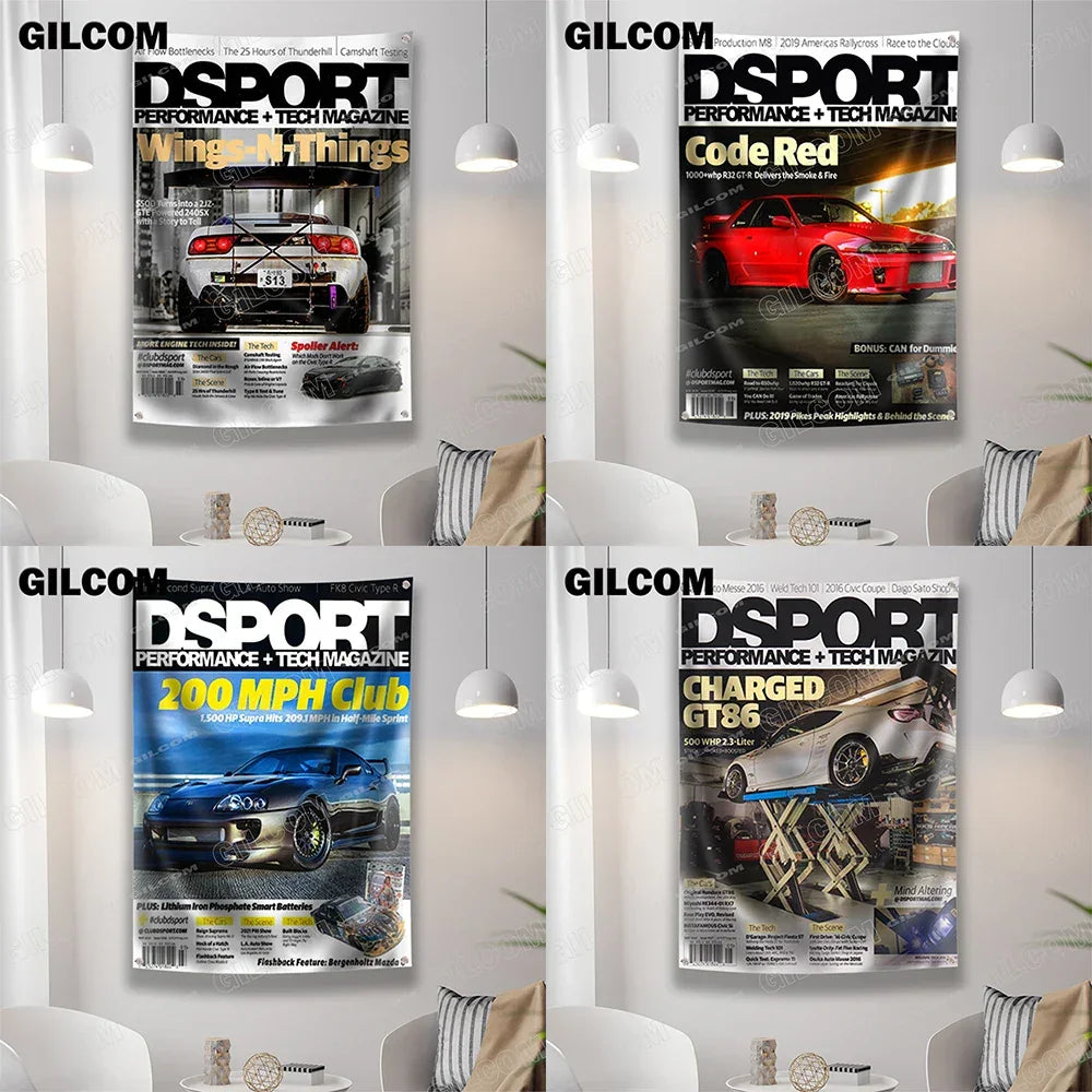 Jdm - Poster Bandiera Auto Giapponesi Vintage Magazine Vol.2