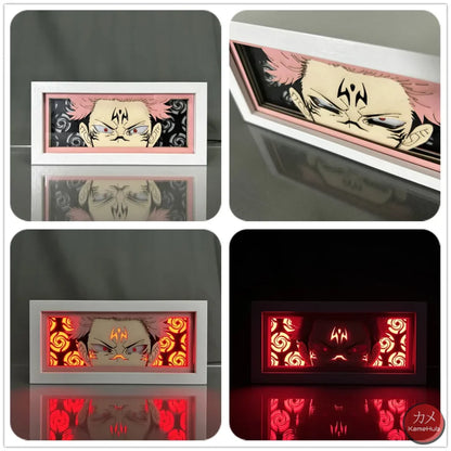 Jujutsu Kaisen - Gojo e Sukuna Light Box 3D con Luce Led Ryomen Sukuna / 16 Colori con Telecomando Gadget
