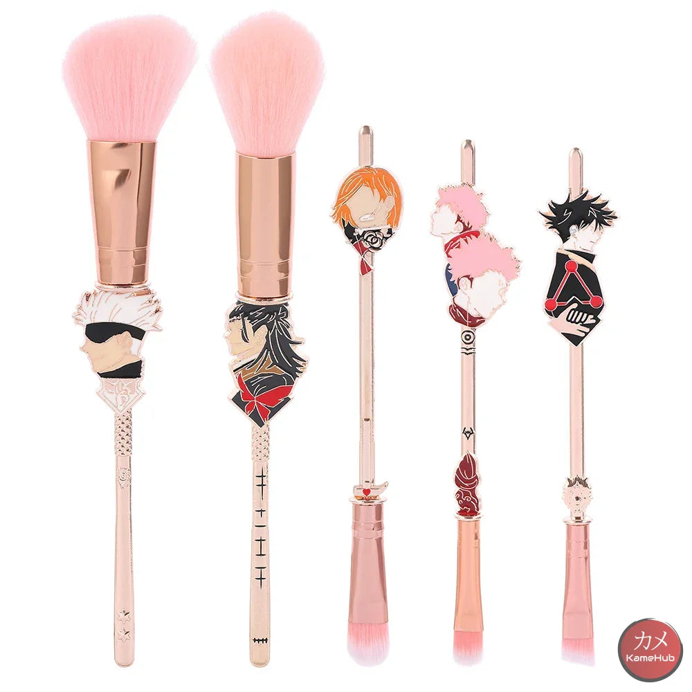 Jujutsu Kaisen - Set Spazzole E Pennelli Make Up Rosa 5 Pz Accessori