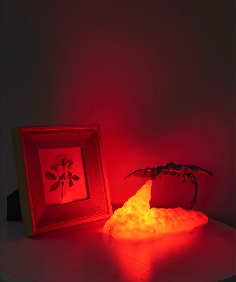 Lampada 3D - Drago Con Fiamma Luce Led Gadget