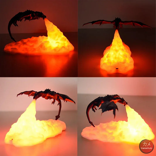 Lampada 3D - Drago Con Fiamma Luce Led Gadget